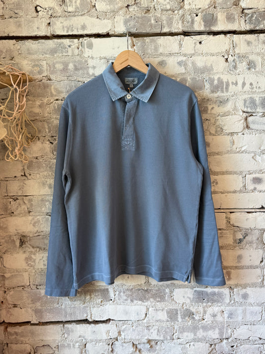 Light Fleece Rugby Knitted Polo - Denim - DUNE + SALT