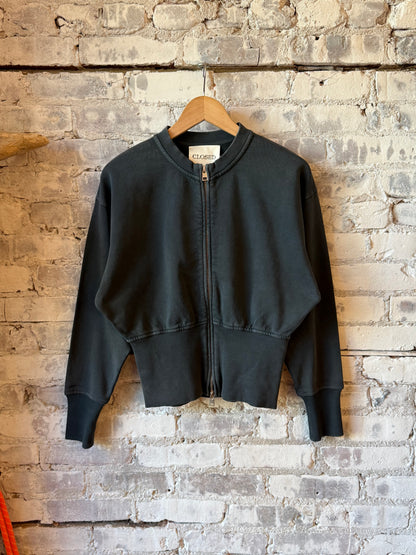 Closed Women's Zipped Sweat Jacket - Black Dark Slate Gray
