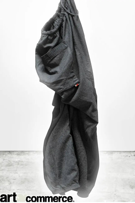 Freecity FAVOLA MOVE CASHMERE/BLEND LOOSE DRAWCORD BIGGY PANT - Heathered Grey White Smoke