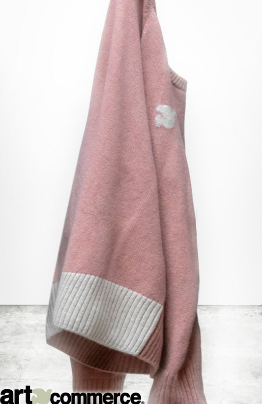 Women's Freecity Backstrike Dove Superlux Loro Piana Cashmere Crew in Grapefruit Stone, showcasing the soft, textured cashmere sweater.