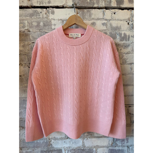 Charlie Cable Sweater in Cashmere - Rose Quartz - DUNE + SALT