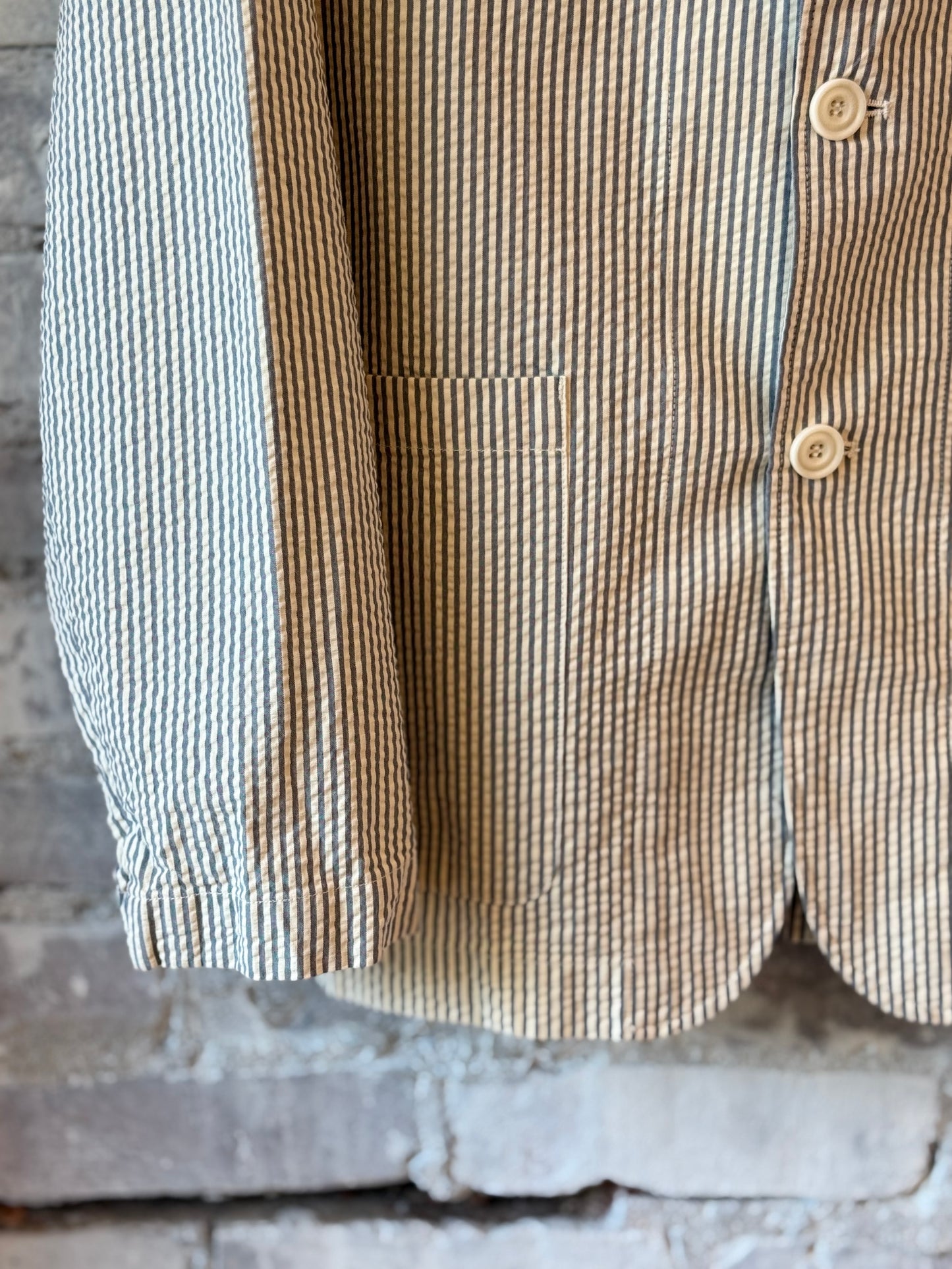 Jules Woven Jacket - Blue & Cream