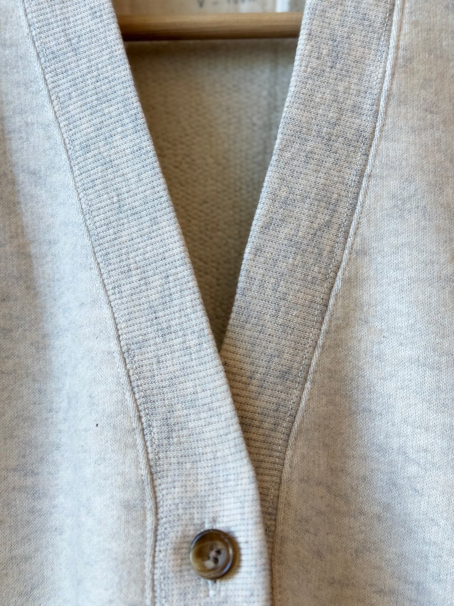 V::Room Cotton Tencel Brushed Fleece LS Cardigan - Oatmeal Dark Gray