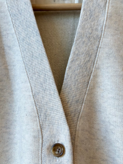 V::Room Cotton Tencel Brushed Fleece LS Cardigan - Oatmeal Dark Gray