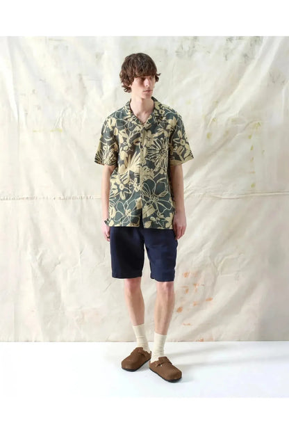Selleck Shirt - Charcoal Grey Foliage Print - DUNE + SALT
