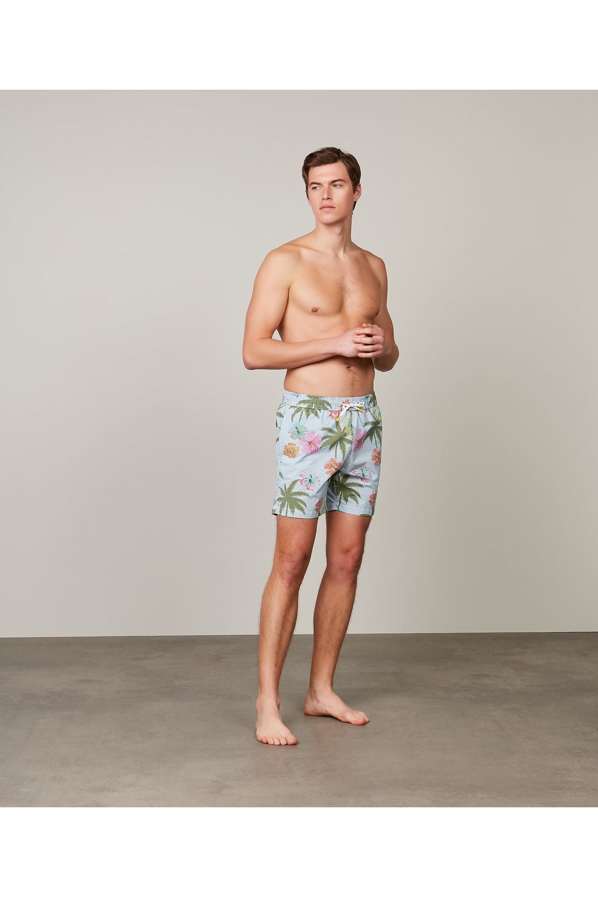 Printed Seersucker Swim Short - Blue Floral - DUNE + SALT