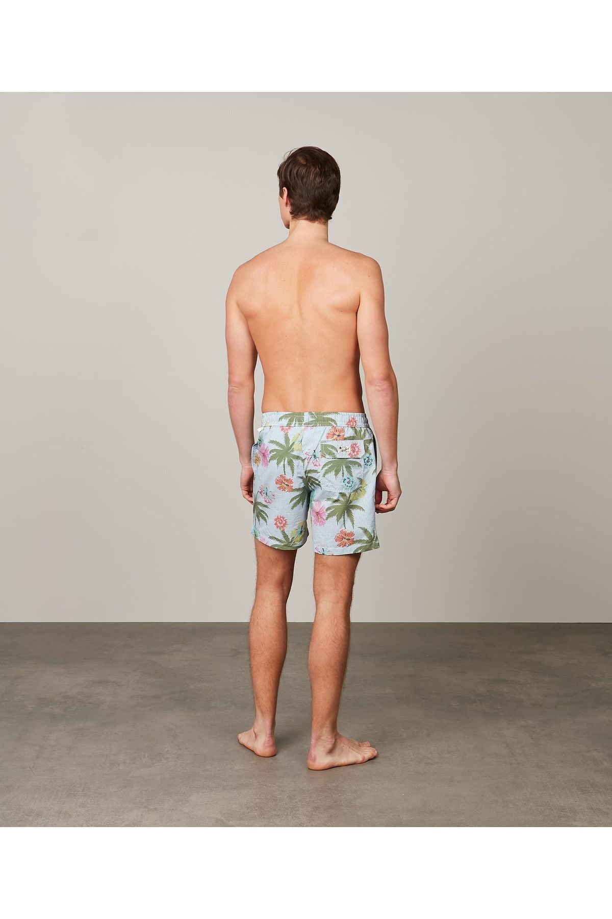 Printed Seersucker Swim Short - Blue Floral - DUNE + SALT