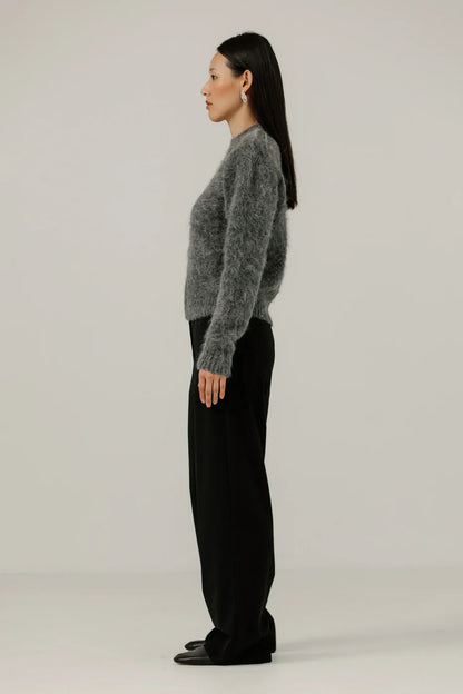 Suri Alpaca Crewneck - Stone - DUNE + SALT