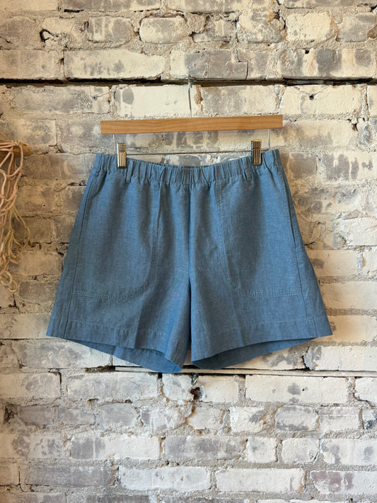 Hartford Women's Stefi Linen/Chambray Short - Denim Blue Gray