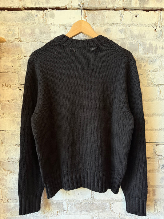 Merz B. Schwanen Chunky Merino Wool Sweater - Deep Black Dark Slate Gray