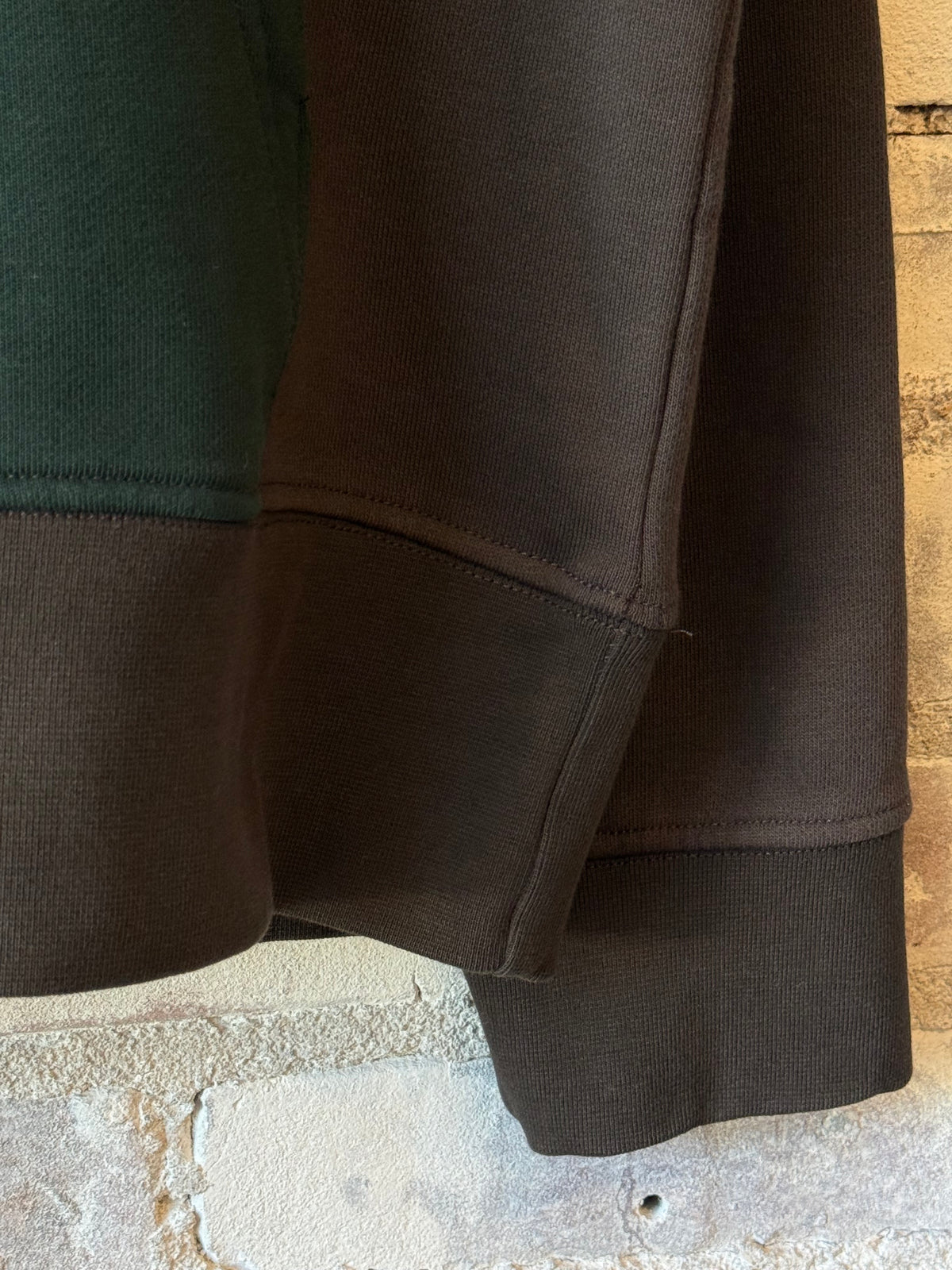 Presidents Bicolor Climber Hoodie in Hickory and Bottle, stylish sweatshirt with color-block design and adjustable hood.