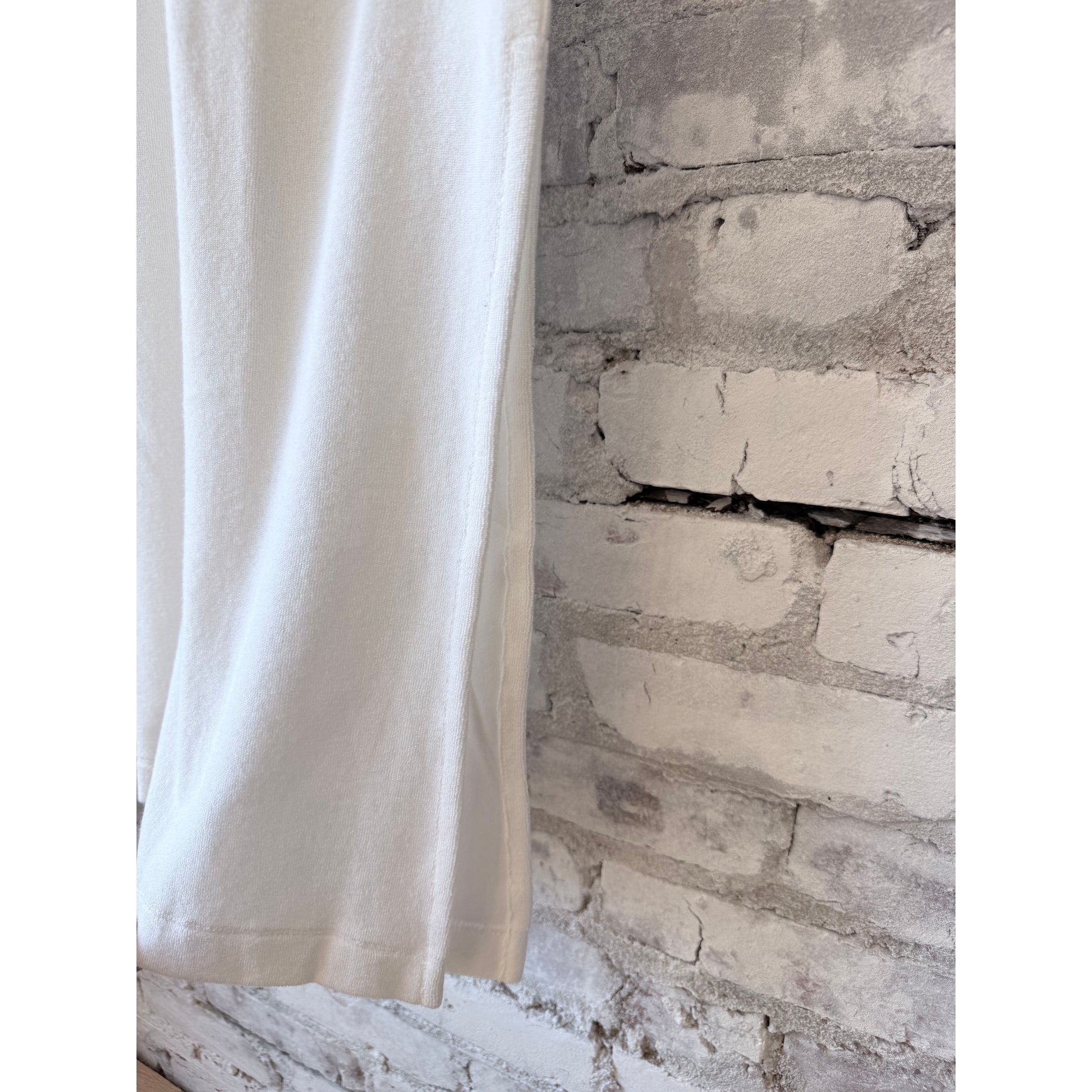 Women's Organic Cotton Terry Elbow Sleeve Polo Maxi Dress by Majestic Filatures in milk color, featuring a relaxed fit and casual style.