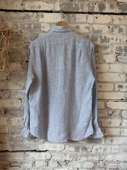 Hartford Men's Paul Woven Shirt - Navy & White Dim Gray