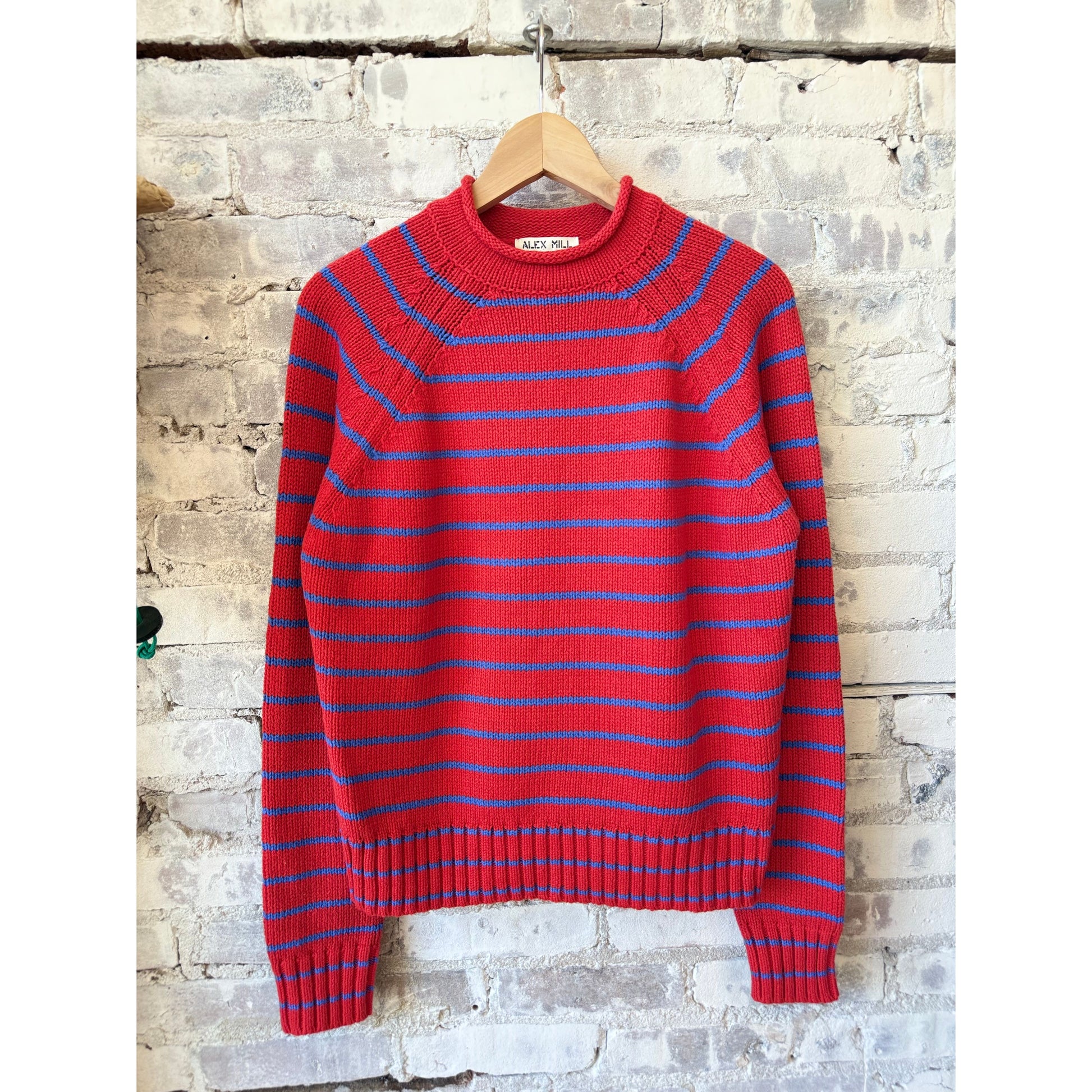 Alex Striped Rollneck In Cotton - Berry Red/Ultramarine - DUNE + SALT