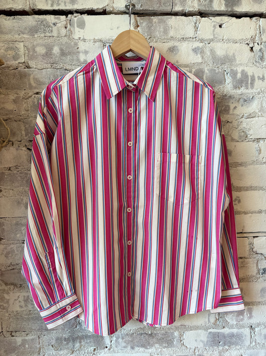 Chiara Long Sleeve Shirt - Fuchsia Multi Stripe