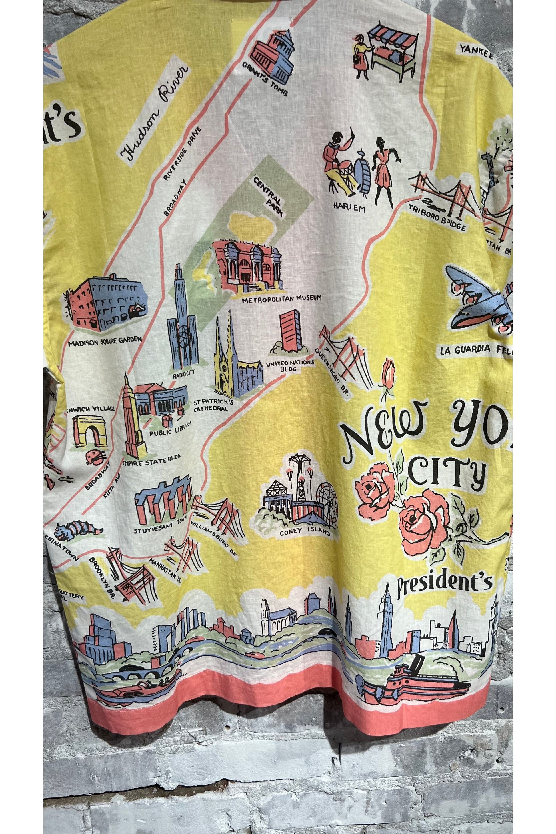 Poplin Reef Shirt - Yellow New York Map - DUNE + SALT