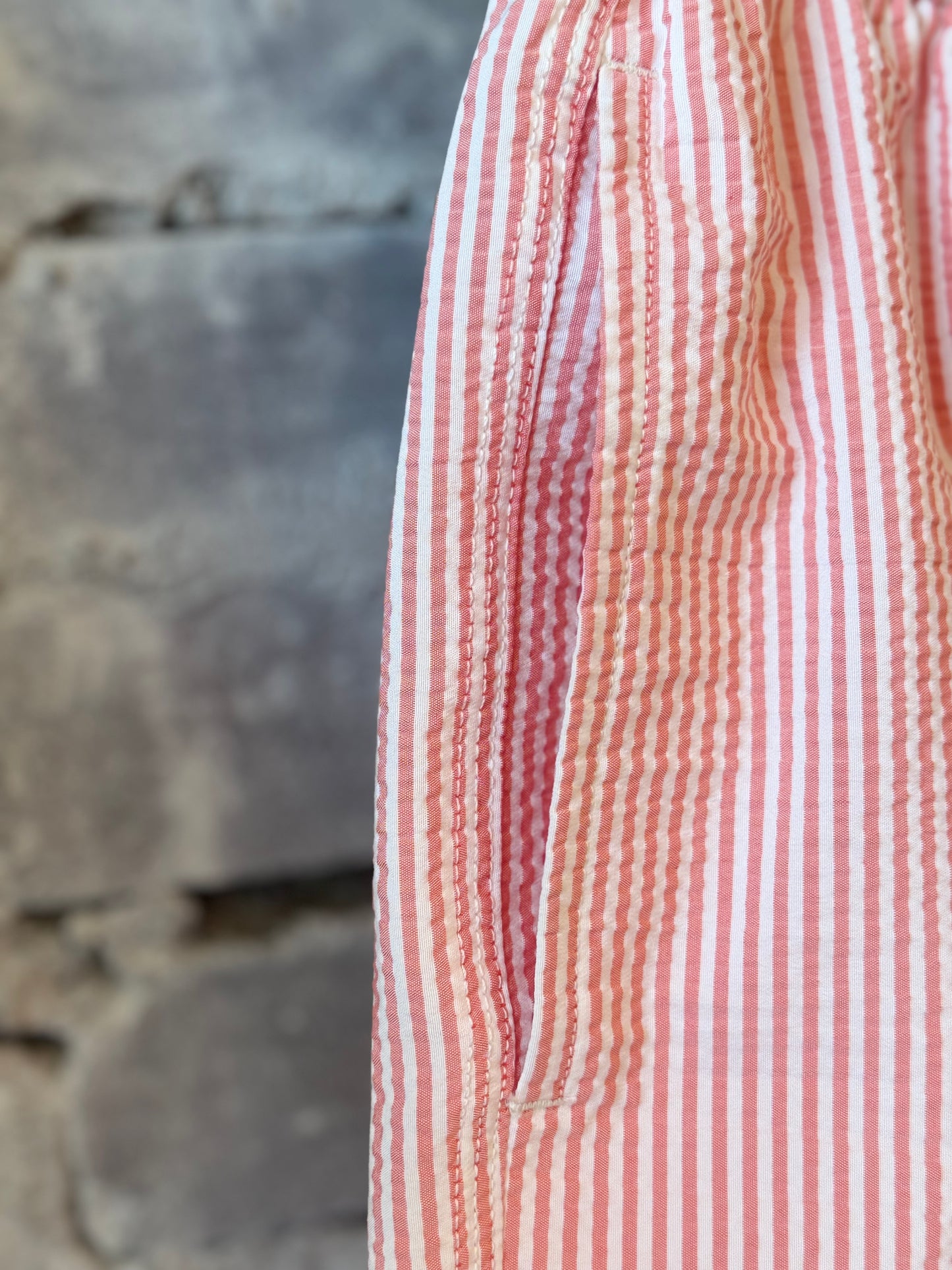 Seersucker Woven Swimshort - Coral