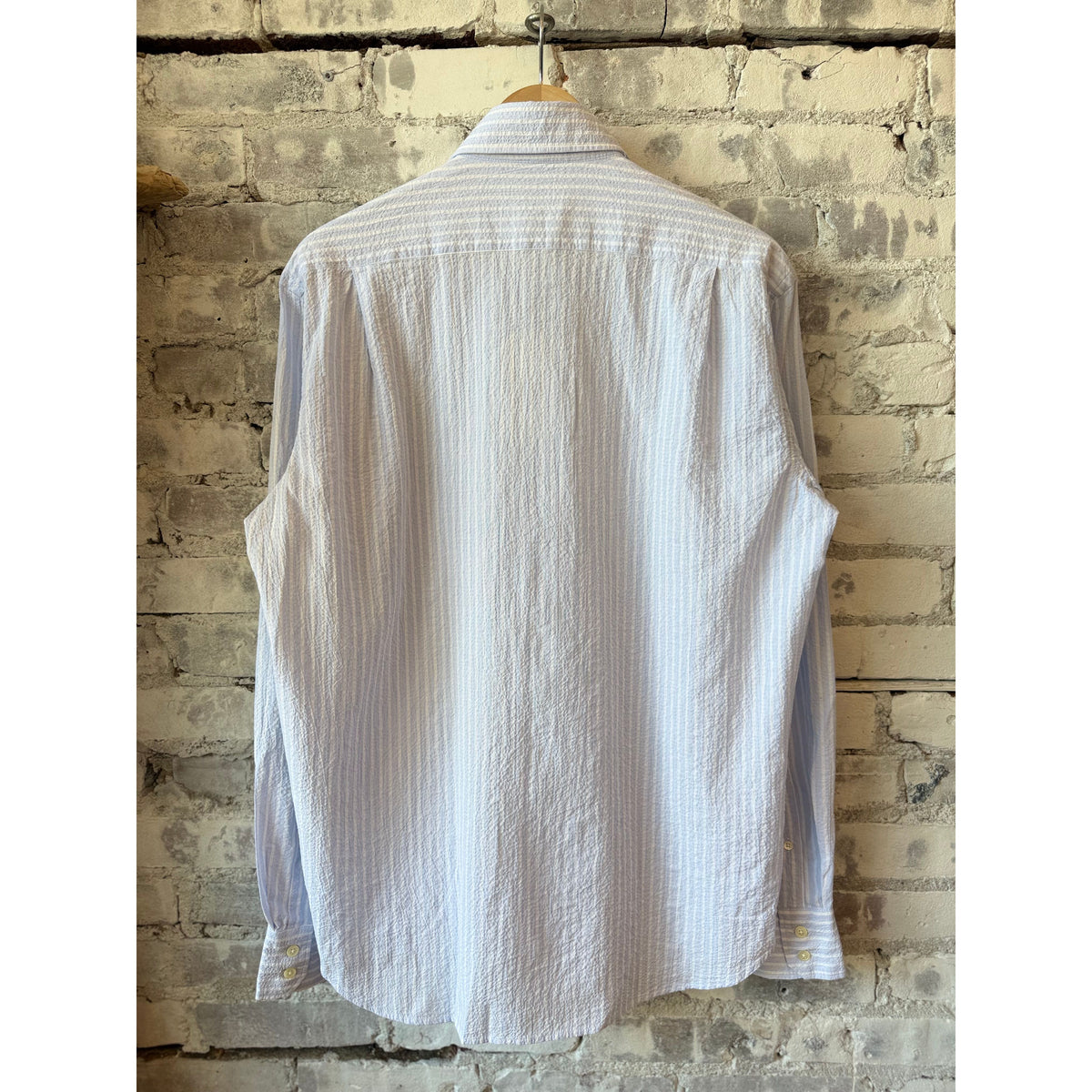 Hartford Men's Paul Seersucker Woven Shirt - Sky Blue/White Gray