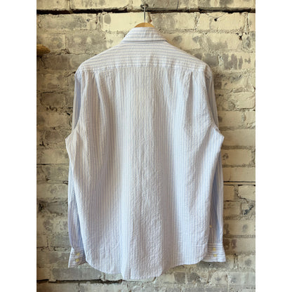 Hartford Men's Paul Seersucker Woven Shirt - Sky Blue/White Gray