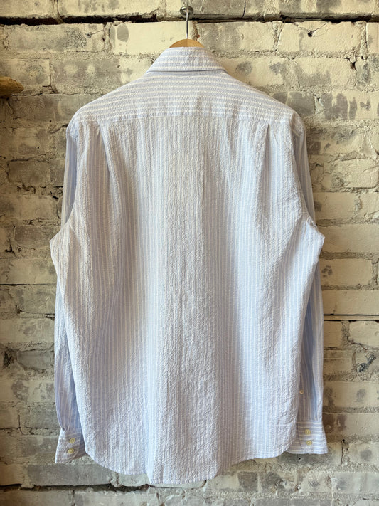 Paul Seersucker Woven Shirt - Sky Blue/White
