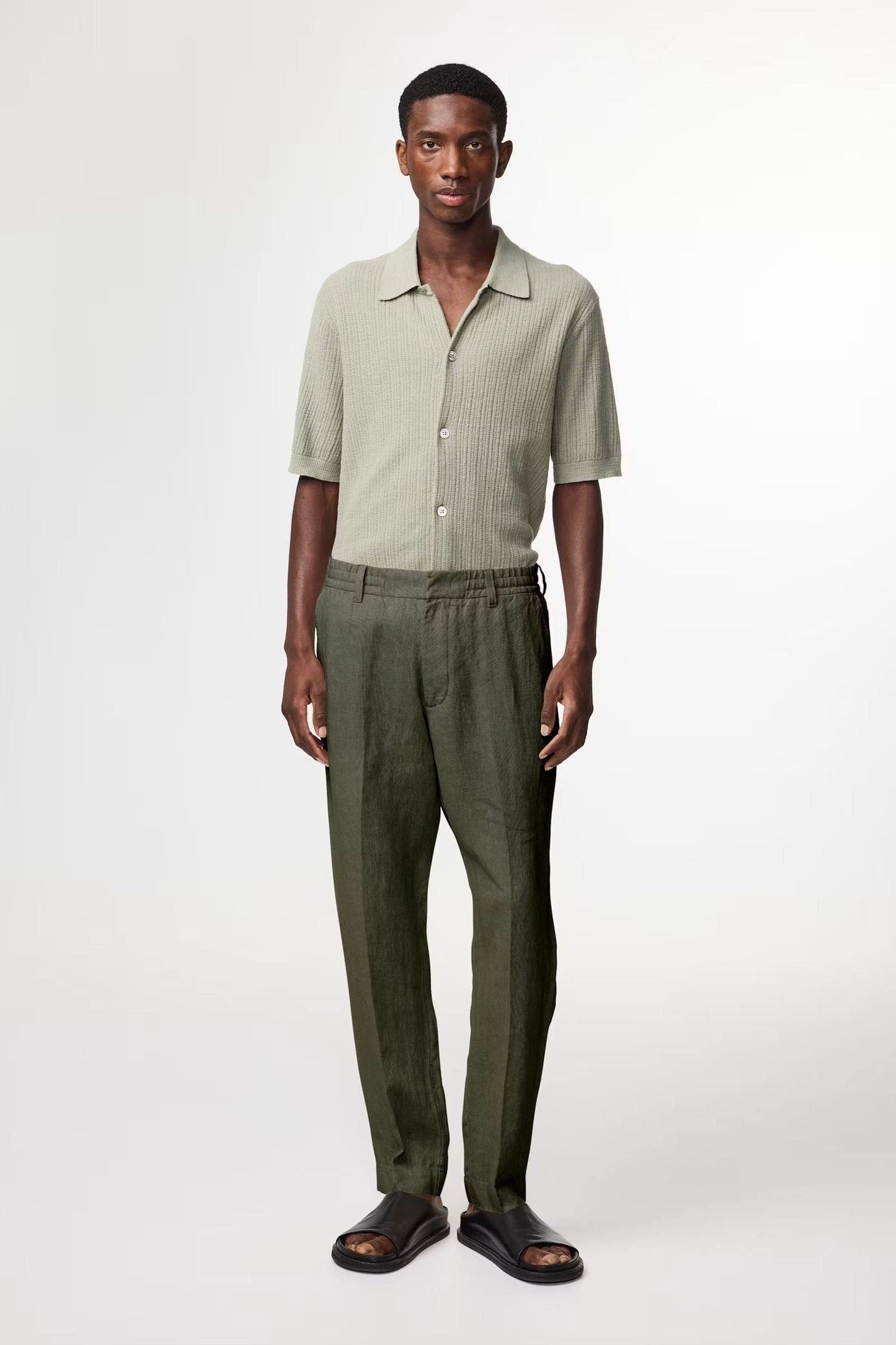 Billie Drawstring Linen Pant - Croc Green - DUNE + SALT