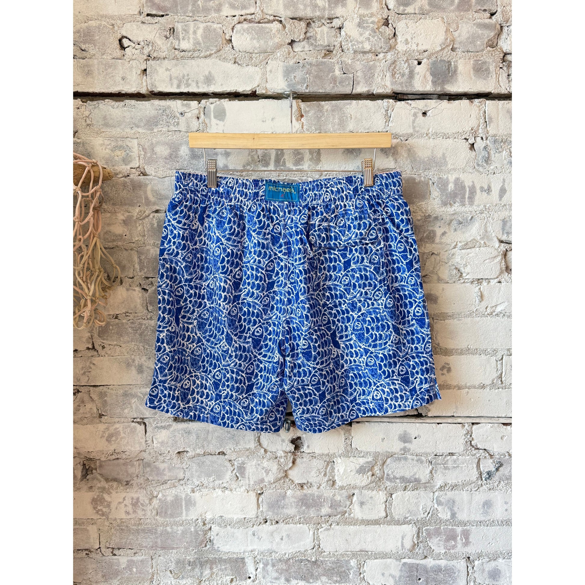 Men's Cyclist Liner Swim Trunks - Abstract Fish Navy - DUNE + SALT