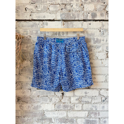 Men's Cyclist Liner Swim Trunks - Abstract Fish Navy - DUNE + SALT