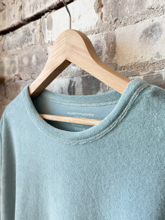 Organic Cotton Terry Semi Relaxed S/S Crewneck - Bleu Calanques - DUNE + SALT
