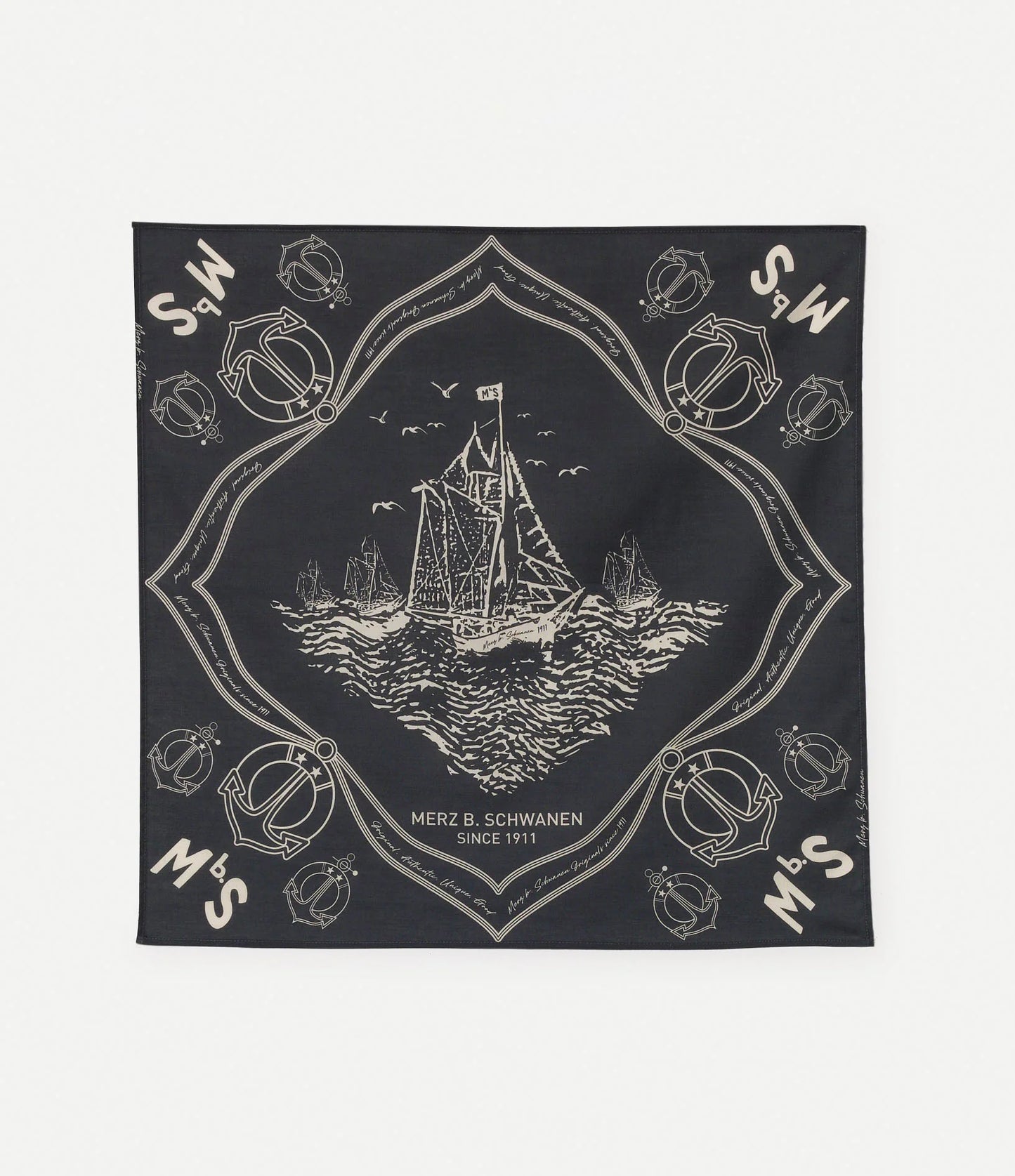 MbS Logo Lightweight Cotton Poplin Bandana - Charcoal - DUNE + SALT