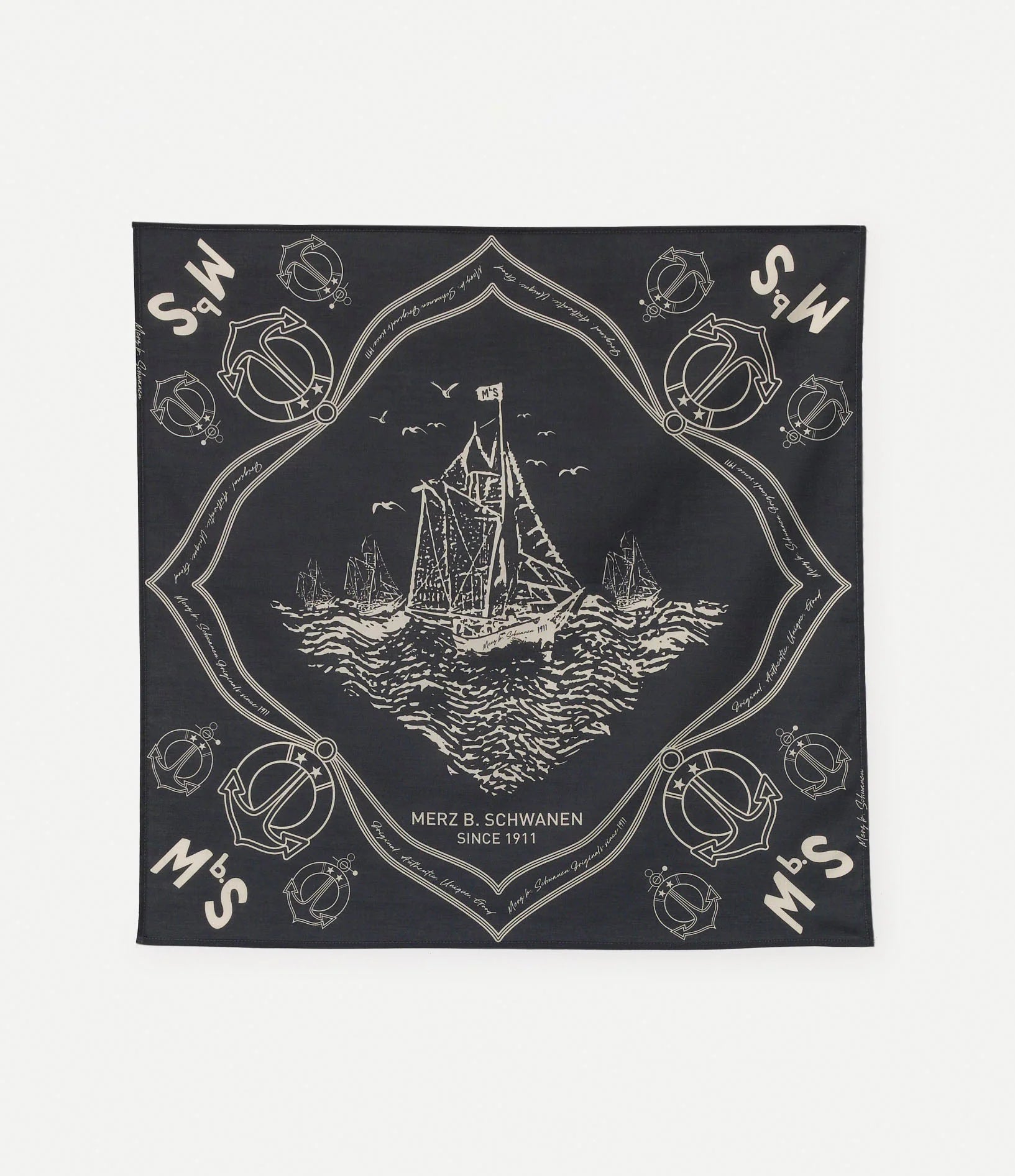 MbS Logo Lightweight Cotton Poplin Bandana - Charcoal - DUNE + SALT