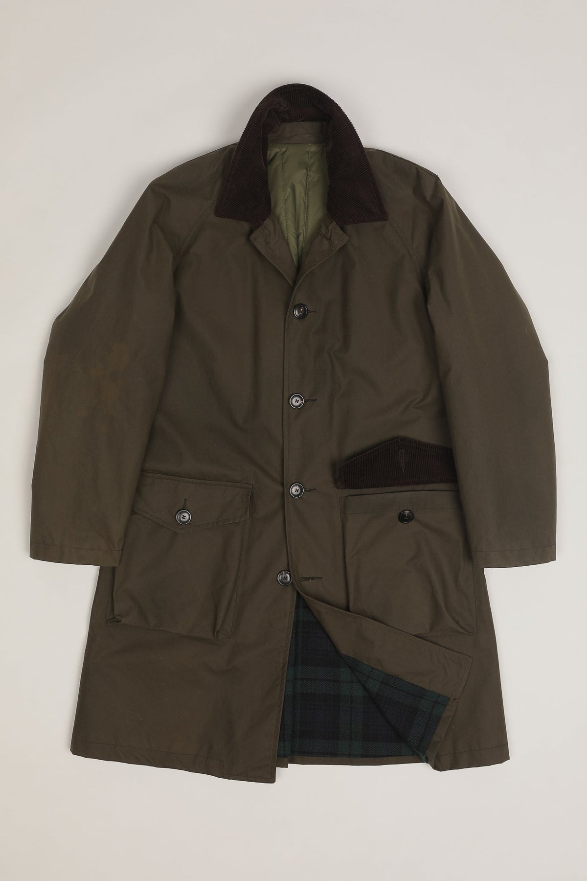 East Harbour Surplus Baxter Waxed Cotton Trench Coat - Green Dark Slate Gray