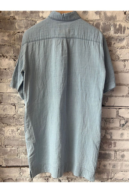 Rooster Cotton Gauze Dress - Indigo Light Bleach - DUNE + SALT