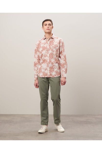 Paul Palm Tree Print Cotton Shirt - Rust - DUNE + SALT