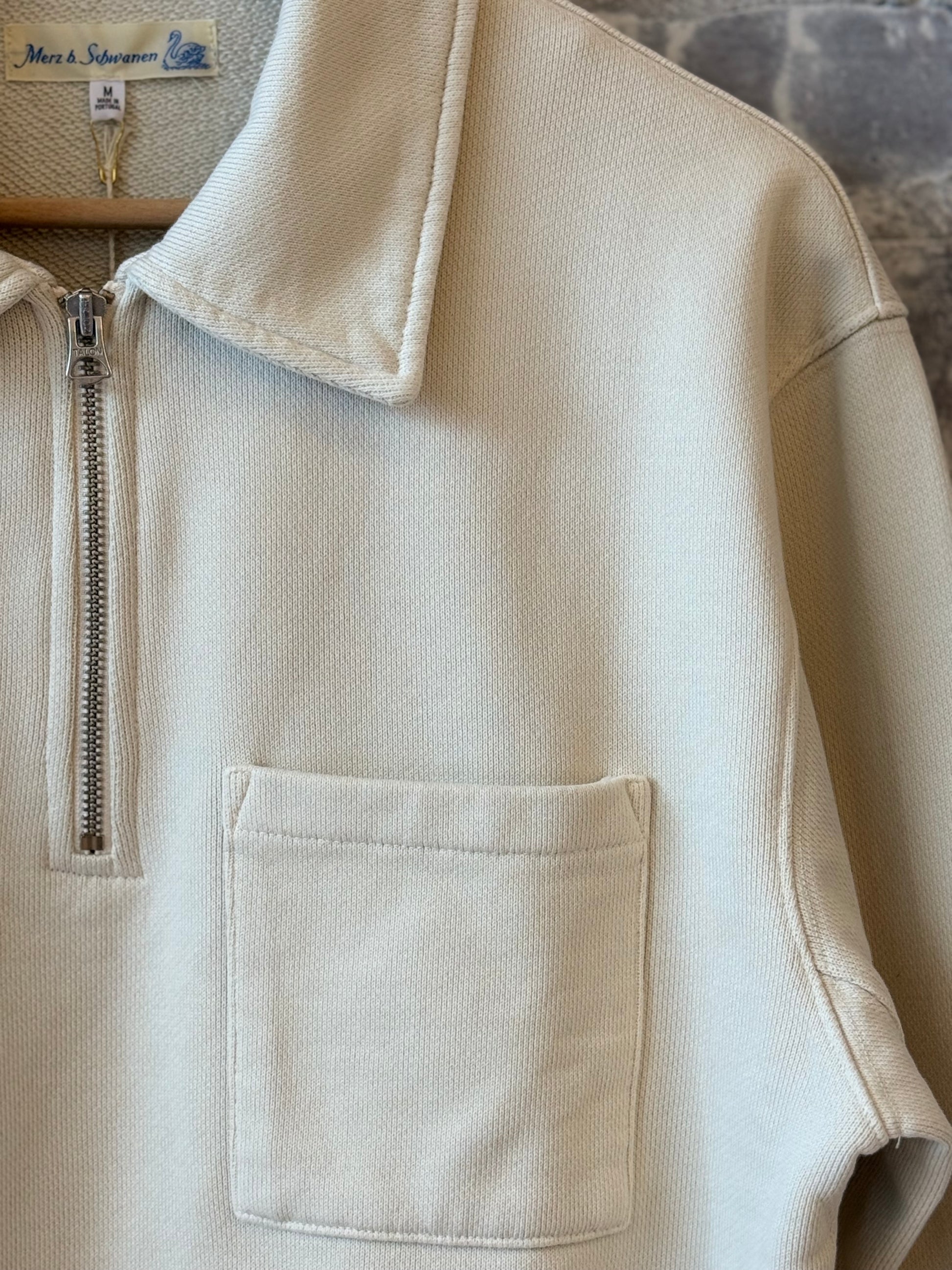 Authentic Fleece Polo Collared Half-Zip Cotton Sweatshirt - Nature - DUNE + SALT