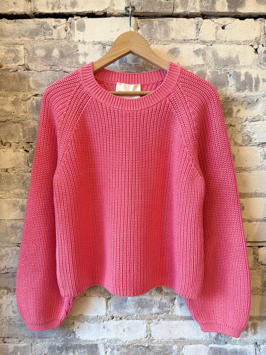 Crew Neck Cotton Knit – Peony Pink