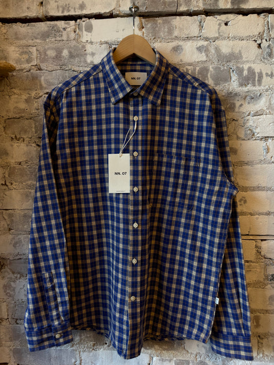 NN07 Deon Flannel Shirt - Cobolt Check Dark Slate Gray