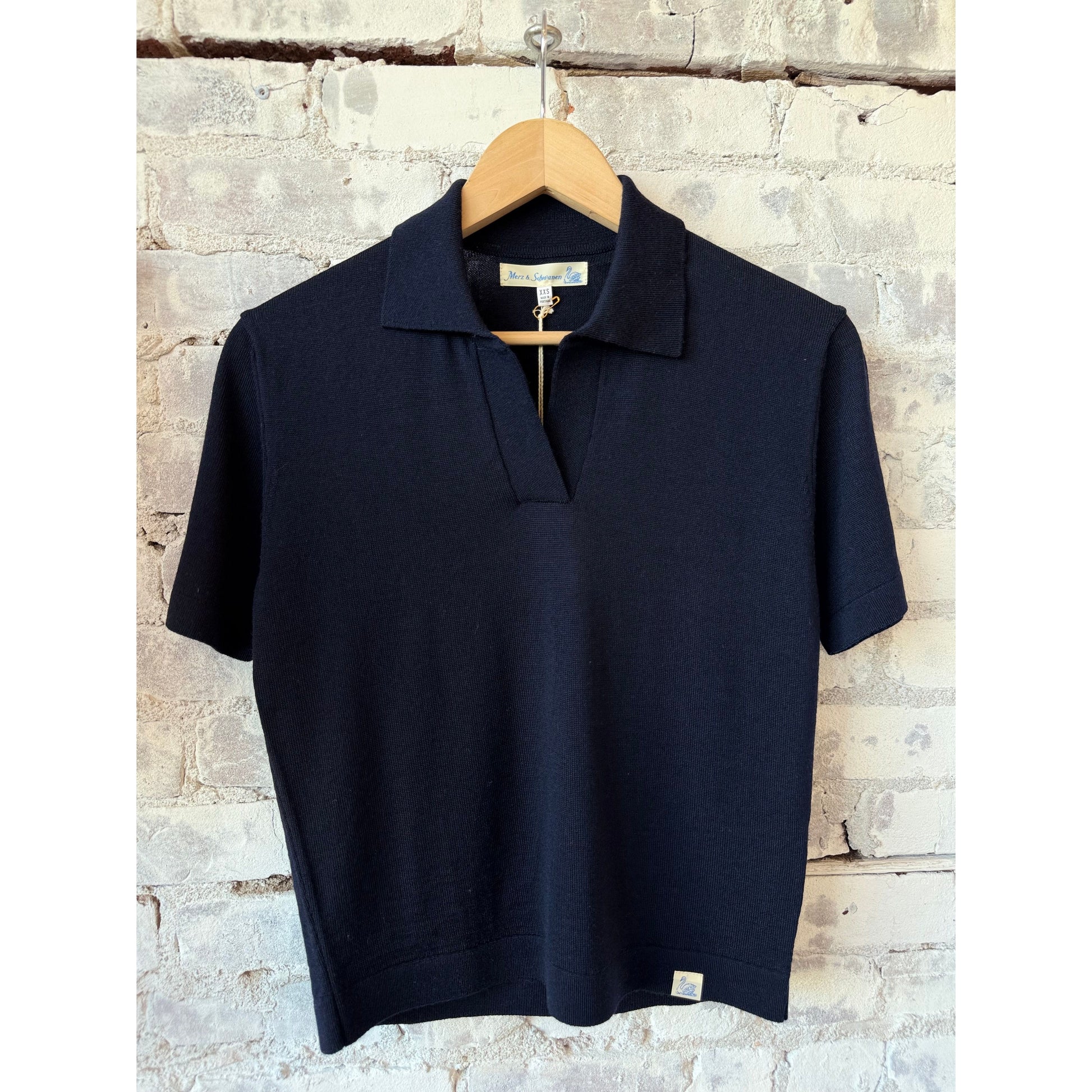 Refined Merino Wool Short Sleeve Women's Polo Shirt - Dark Navy - DUNE + SALT