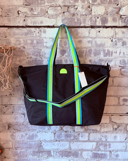 Bon Bag Beach Tote with Rainbow Details - Black
