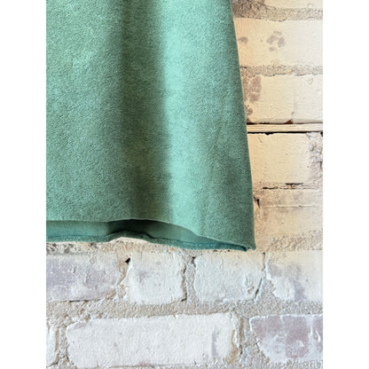 Women's organic cotton terry semi-relaxed crewneck top by Majestic Filatures in agave color, featuring a comfortable fit and short sleeves.