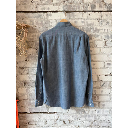 Men's Paul Woven Shirt in Light Indigo by Hartford Men's, featuring a casual woven fabric and classic fit.