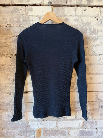 High-Soft Double-Face L/S Crew - Dark Navy
