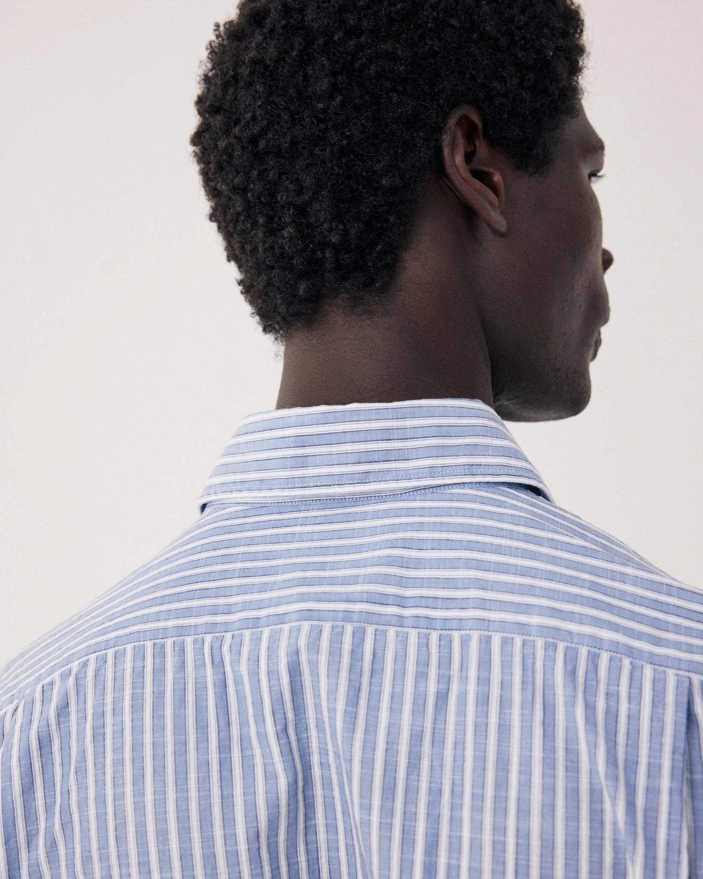 Paul Striped Woven Shirt - Mid Blue/White