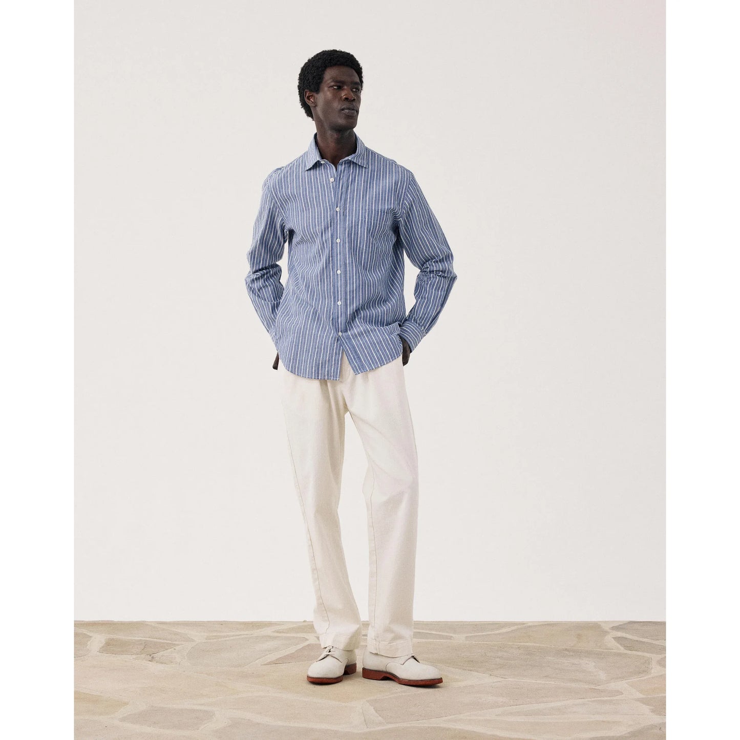 Paul Woven Shirt - Blue/Cream - DUNE + SALT