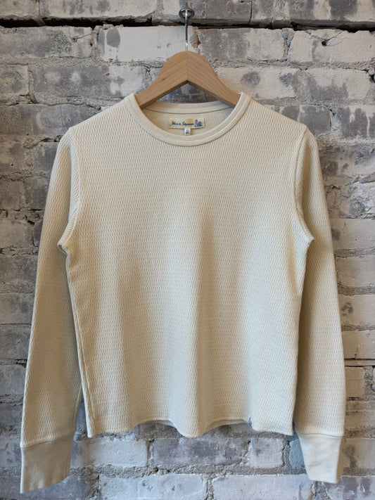 Merz b. Schwanen Diamond-Patterned Cotton Thermal Women's Longsleeve - Beige Dark Gray