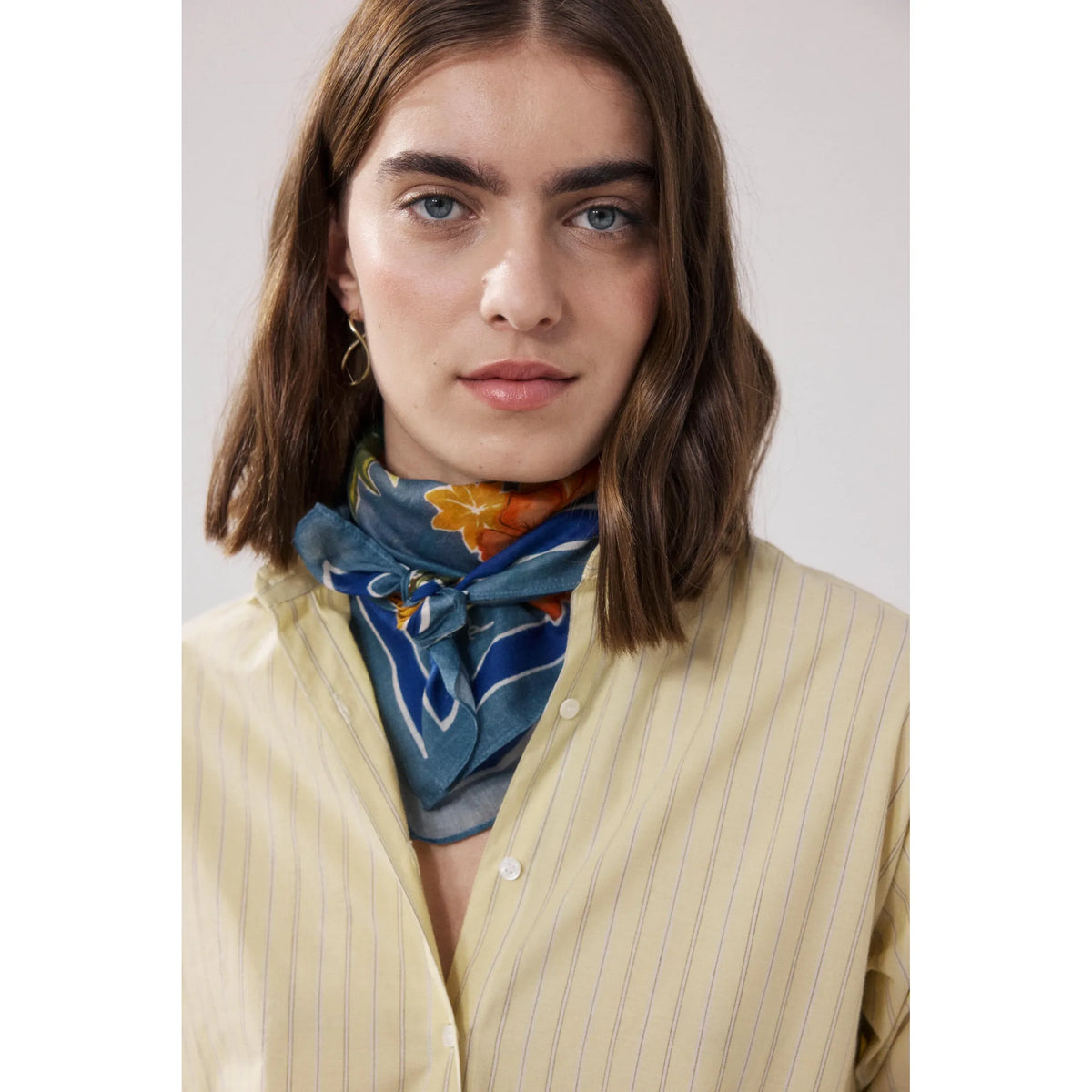 Hartford Women's Bandana Costa Rica Woven Scarf - Denim Tan