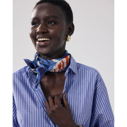Hartford Women's Bandana Hibiscus Woven Scarf - Pool Light Gray