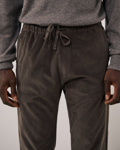 Hartford Men's Joggy Cord Woven Pants in Moka color, showing the relaxed fit, corduroy texture, and waistband detail.