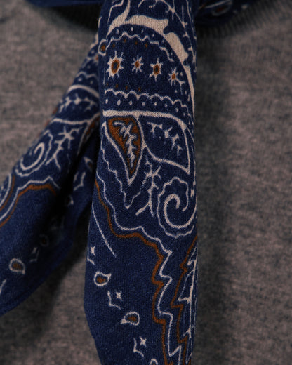 Navy paisley woven bandana scarf from Hartford Men's, featuring intricate paisley patterns and soft woven fabric.