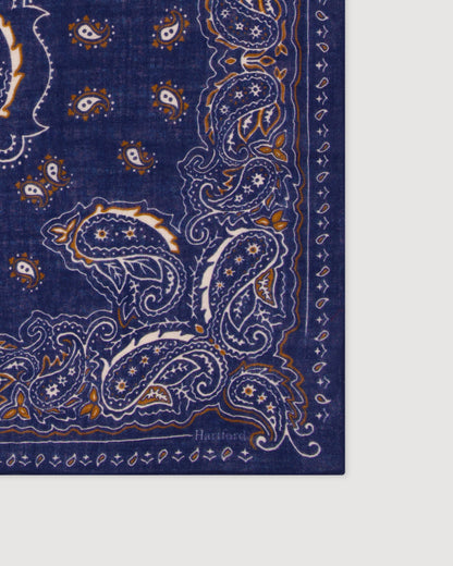 Navy paisley woven scarf from Hartford Men's, featuring detailed pattern and soft fabric, ideal for stylish accessories.