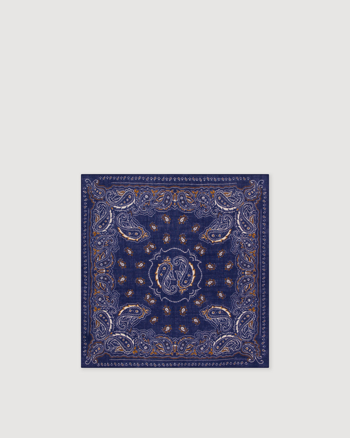 Navy paisley woven bandana scarf from Hartford Men's, featuring intricate paisley patterns and soft woven fabric.